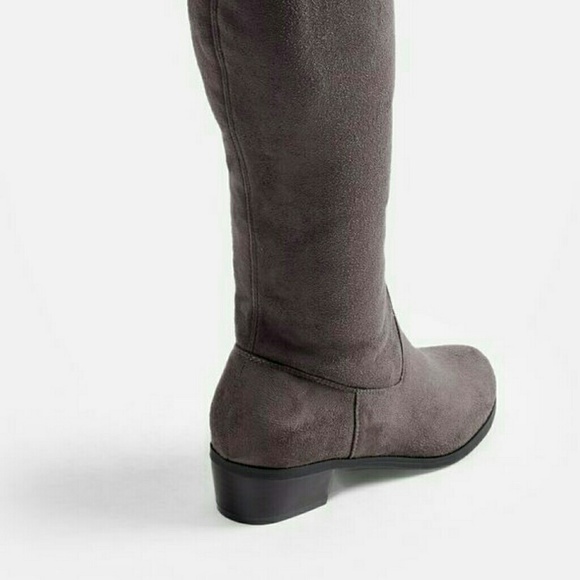 ***SOLD OUT*** Gray Faux Suede Over-the-knee Boot - Picture 4 of 6